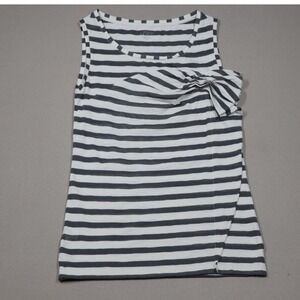 Vintage Y2K Loft Striped Tank with Edgy Front Ruffle - Grey/White - Size XS